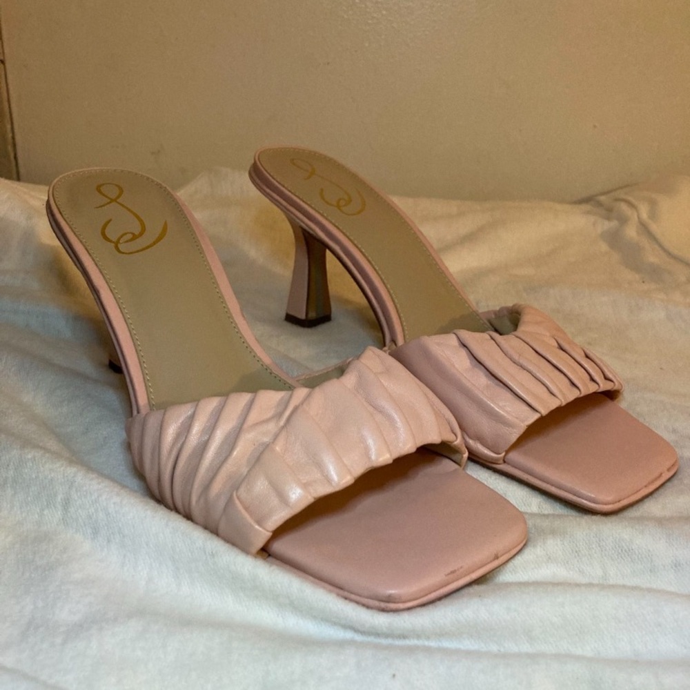 Sam Edelman Blush Pleated Heeled Sandals